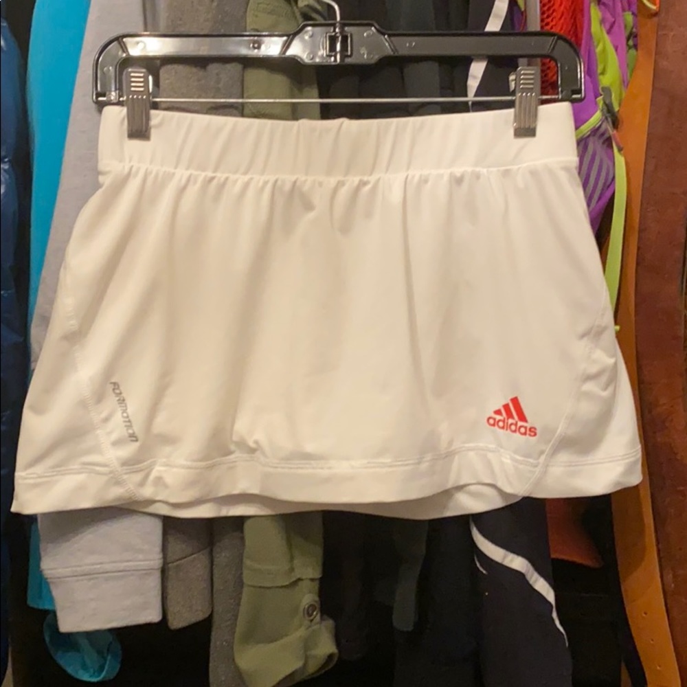 ADIDAS white and orange tennis skirt